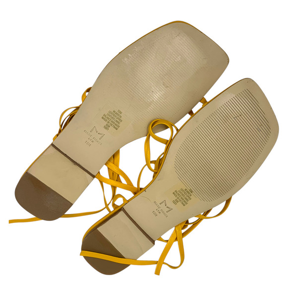 NEW Marc Fisher Mireya Sz 10 Orange Leather Flat Ankle Wrap Sandals NWOB - Picture 8 of 9